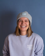 Beanie "still here" grey heavy rib